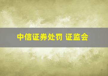 中信证券处罚 证监会